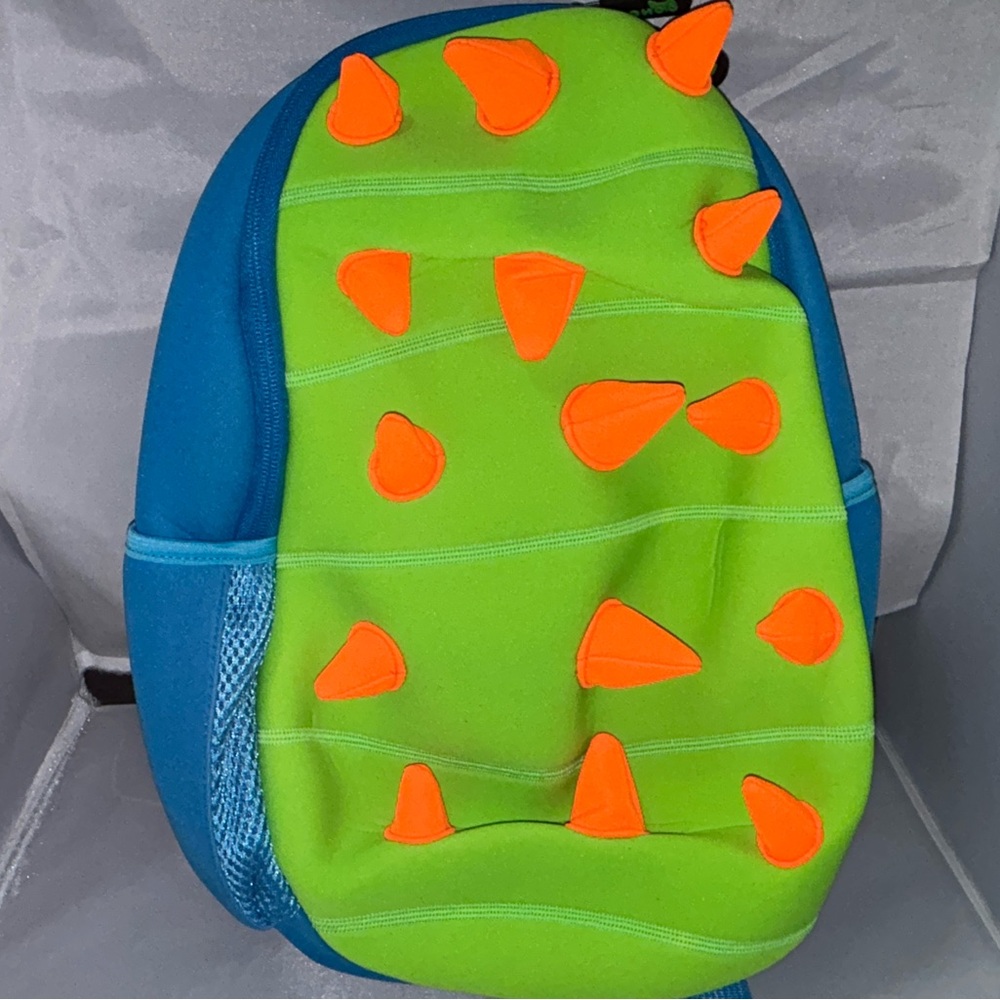 Nohoo Kids Dinosaur Backpack – Blue with Orange Spikes